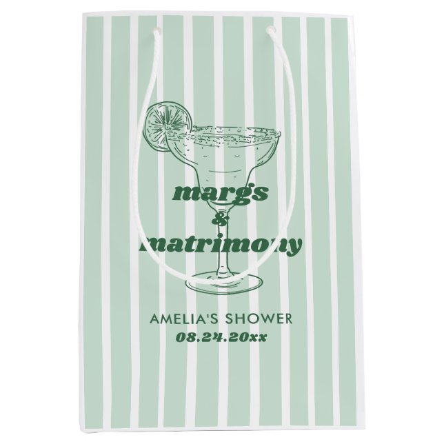 Margs & Matrimony Retro Bachelorette Brautparty Mittlere Geschenktüte (Vorderseite)