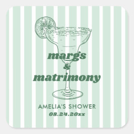 Margs & Matrimony Retro Bachelorette Brautparty Quadratischer Aufkleber