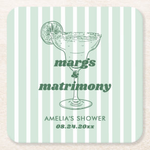 Margs & Matrimony Retro Bachelorette Brautparty Rechteckiger Pappuntersetzer