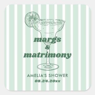 Margs & Matrimony Retro Junggesellinnenabschied Br Quadratischer Aufkleber
