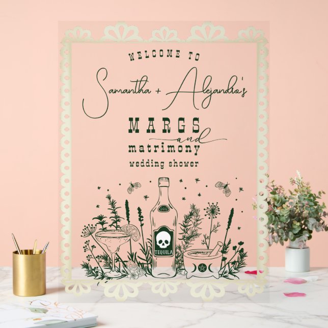 Margs Matrimony Skull Fiesta Couple Dusche Empfang Acrylschild (Hochzeit)