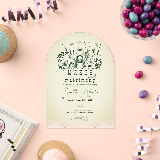 Margs Matrimony Skull Mexican Fiesta Couple Shower Acryleinladungen (Insitu (Feier))