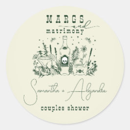 Margs Matrimony Skull Mexican Fiesta Couple Shower Runder Aufkleber