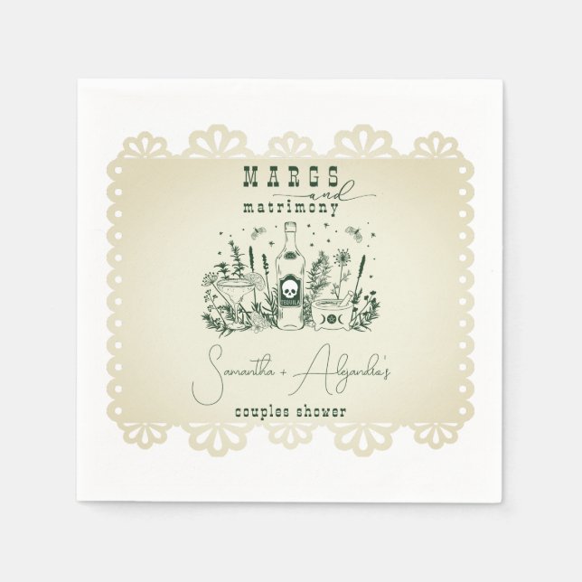 Margs Matrimony Skull Mexican Fiesta Couple Shower Serviette (Vorderseite)