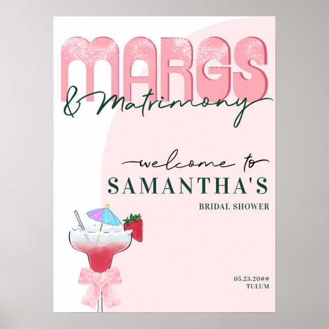 Margs Matrimony Tequila Bach Brautparty Willkommen Poster (Vorne)