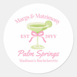 Margs und Ehe Margaritas Junggesellinnenabschied Runder Aufkleber