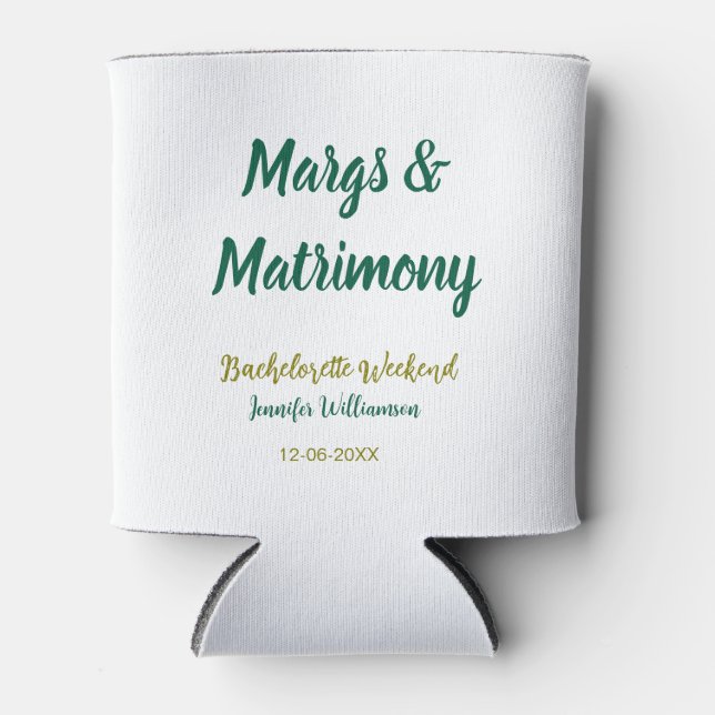 Margs und Ehe name datum junggesellinnenabschied Dosenkühler (Vorderseite)