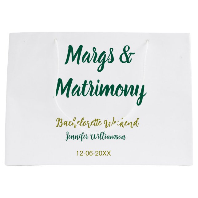 Margs und Ehe name datum Junggesellinnenabschied Große Geschenktüte (Vorderseite)