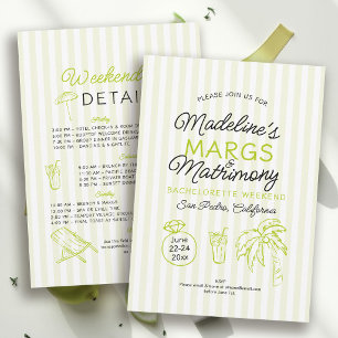 Margs und Matrimony Lime Stripe Junggesellinnenabs Einladung