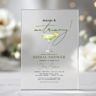 Margs und Matrimony Moderne Hochzeitstorte-Einweih Acryleinladungen