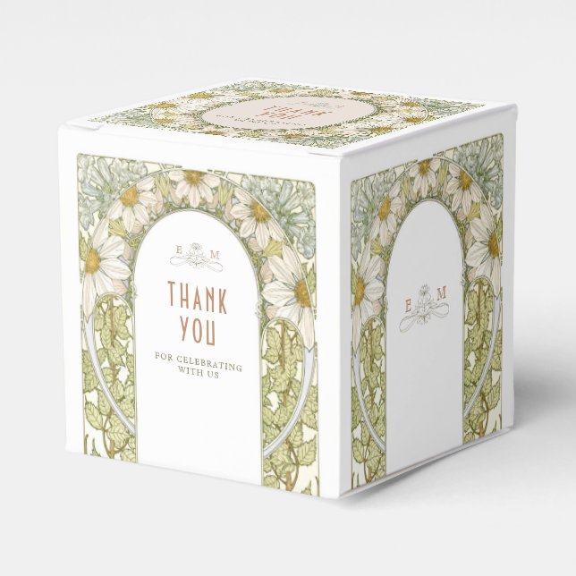 Marguerite Daisy Delicate Art Nouveau Mucha Geschenkschachtel (Vorderseite)