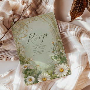 Marguerite Daisy Dusty Wedding RSVP Karte