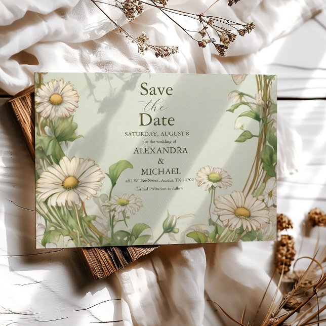 Marguerite Daisy Dusty Wedding Save The Date (Von Creator hochgeladen)