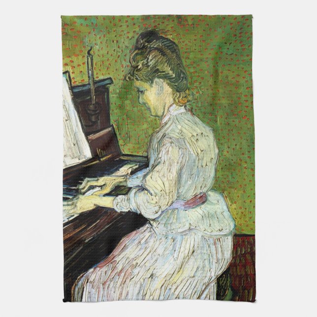 Marguerite Gachet am Piano von Vincent van Gogh Geschirrtuch (Vertikal)