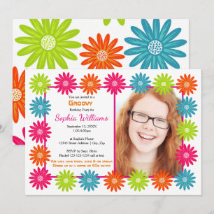 Marguerites colorées - Invitation d'anniversaire