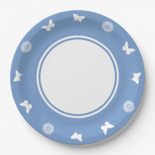 Marguerites et Papillons sur Assiette en Papier Pe