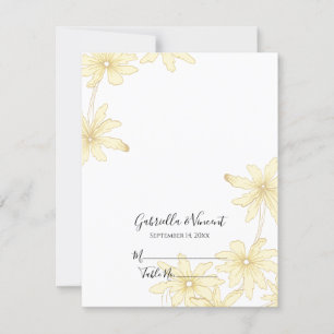Marguerites Jaunes pâles Carte de lieu de mariage