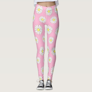 Marguerites roses et blanches Leggings femmes