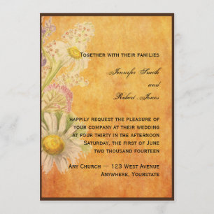 Marguerites rustiques sur le faire-part de mariage