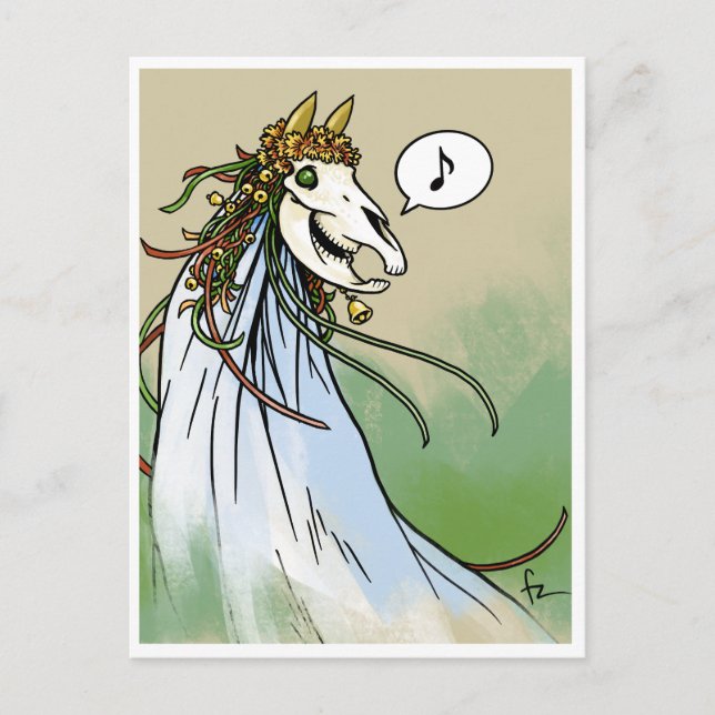 Mari Lwyd - Spooky Weihnachten Critter Postkarte (Vorderseite)