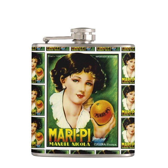 Mari Pi Orange Flachmann (Vorderseite)