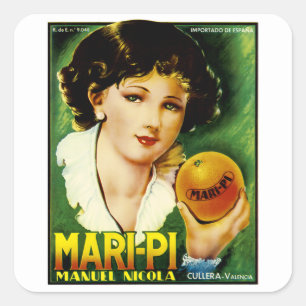 Mari Pi Orangen Quadratischer Aufkleber