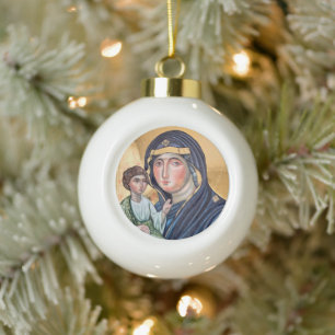 Maria Advocata Nostra Ikone Keramik Kugel-Ornament