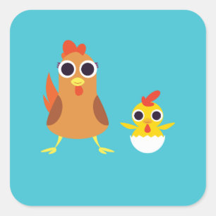Maria & Bandit Die Hühner Quadratischer Aufkleber