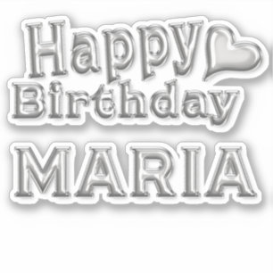 Maria Happy Birthday silver Aufkleber Sticker