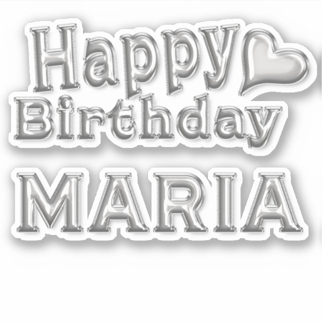 Maria Happy Birthday silver Aufkleber Sticker (Vorderseite)