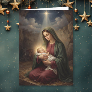 Maria & Jesuskind unter dem Stern von Bethlehem   Feiertagskarte