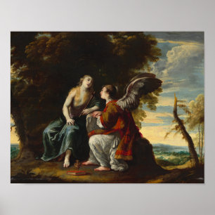 Maria Magdalena getröstet von einem Engel Poster