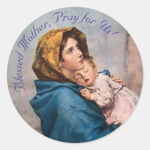 Maria mit dem Säugling Jesus anpassen Runder Aufkleber