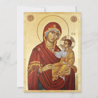 Maria mit Jesus in goldenen Tönen Save The Date