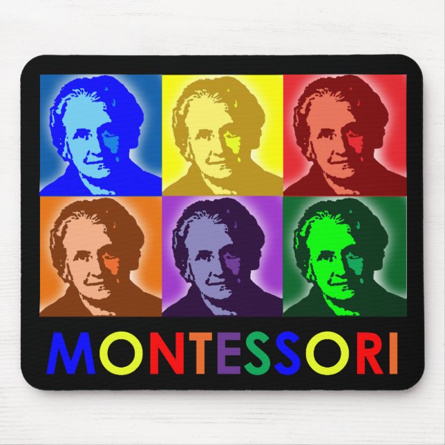 Maria Montessori-Pop-Art-Mausunterlage Mousepad (Vorne)