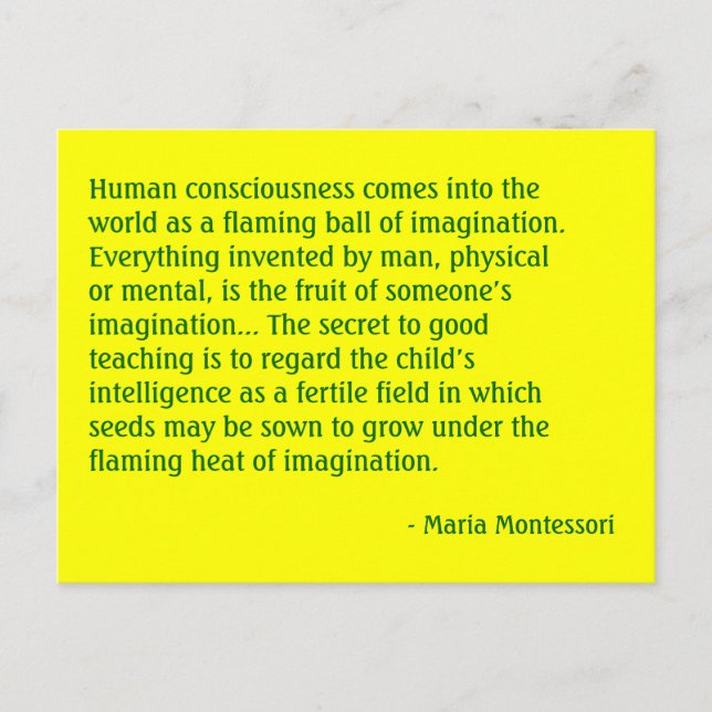 Maria Montessori Quote Nr. 4 Post Card Postkarte (Vorderseite)