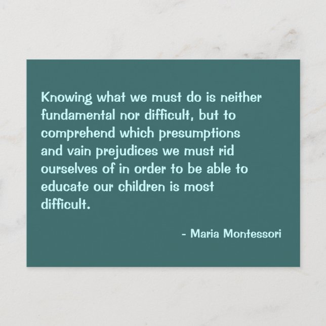 Maria Montessori Zitat Nr. 2 Postkarte (Vorderseite)