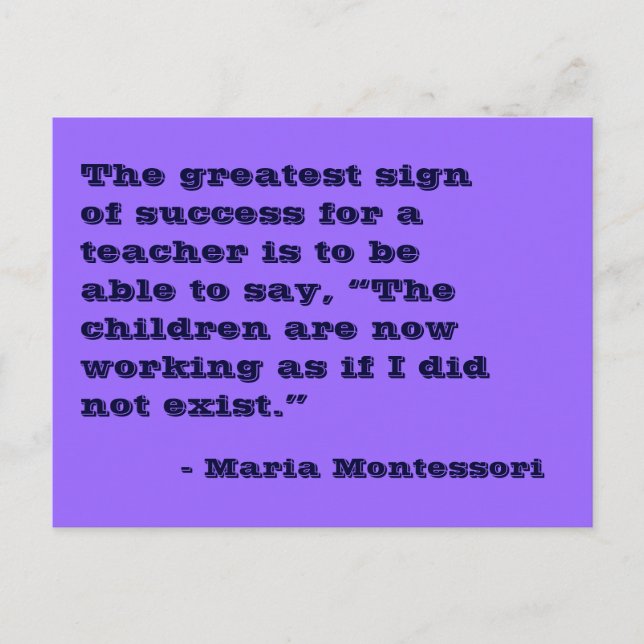Maria Montessori Zitat Nr. 5 Postkarte (Vorderseite)
