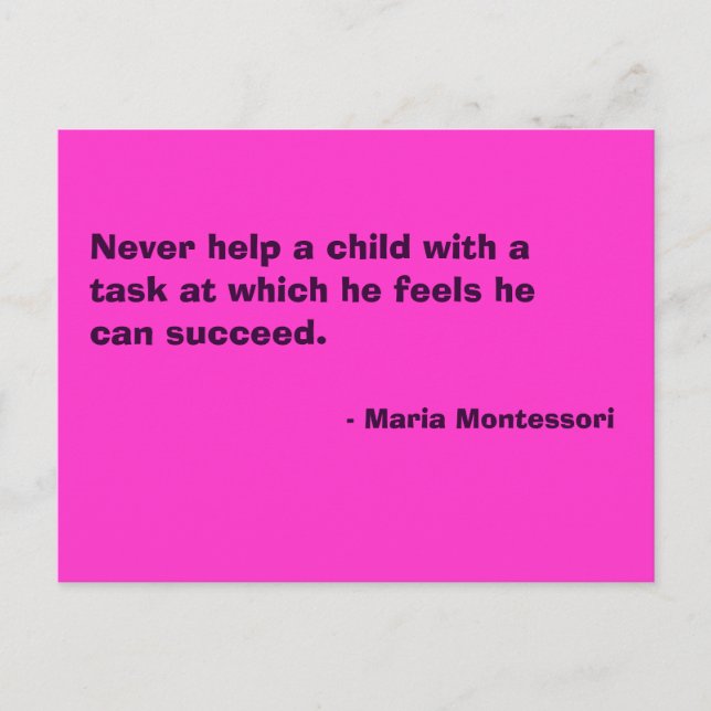 Maria Montessori Zitat Nr. 6 Postkarte (Vorderseite)