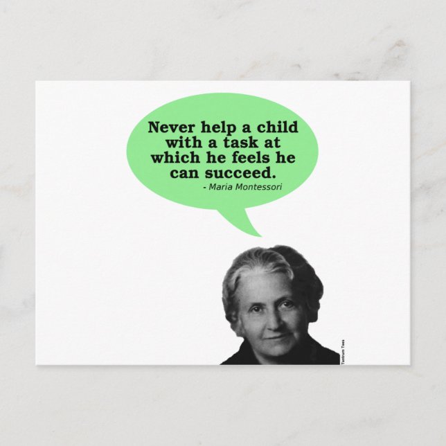 Maria Montessori Zitat Postkarte (Vorderseite)