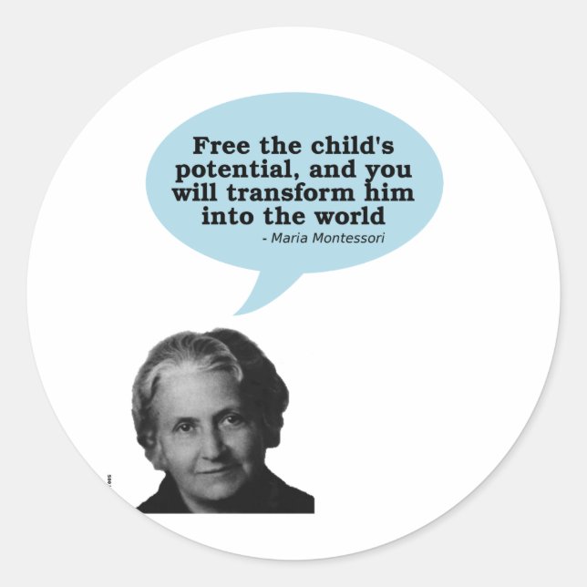 Maria montessori Zitat Runder Aufkleber (Vorderseite)