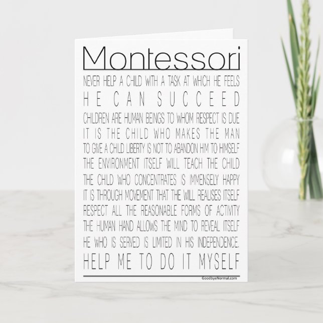 Maria Montessori-Zitate Karte (Vorderseite)