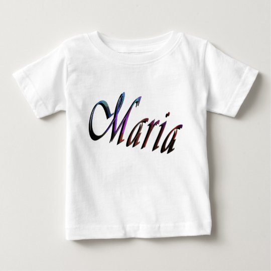 Maria, Namenslogo, der weiße T - Shirt des Babys