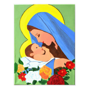 Maria und das Baby Jesus drucken Fotodruck