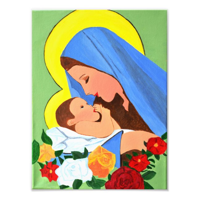 Maria und das Baby Jesus drucken Fotodruck (Vorne)