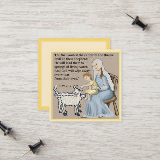 Maria und Jesus begrüßen die Lämmer Telefonnummerkarte