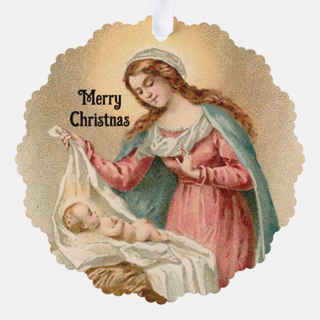 Maria und Jesus Weihnachtsschmuckkarte Ornament Karte (Rückseite)