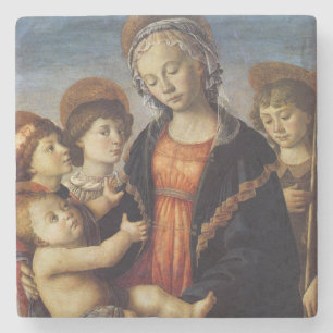 Maria und Jesuskind mit Engeln Weihnachten Steinuntersetzer