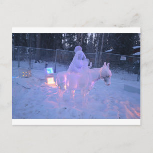 Maria und Jesuskind Nacht Schnee Winter Skulptur Postkarte