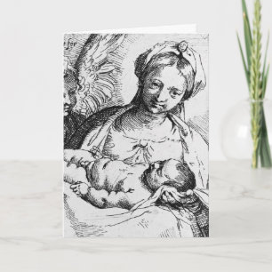 Maria und Kind Linienkunst, eine Vintage-Weihnacht Feiertagskarte